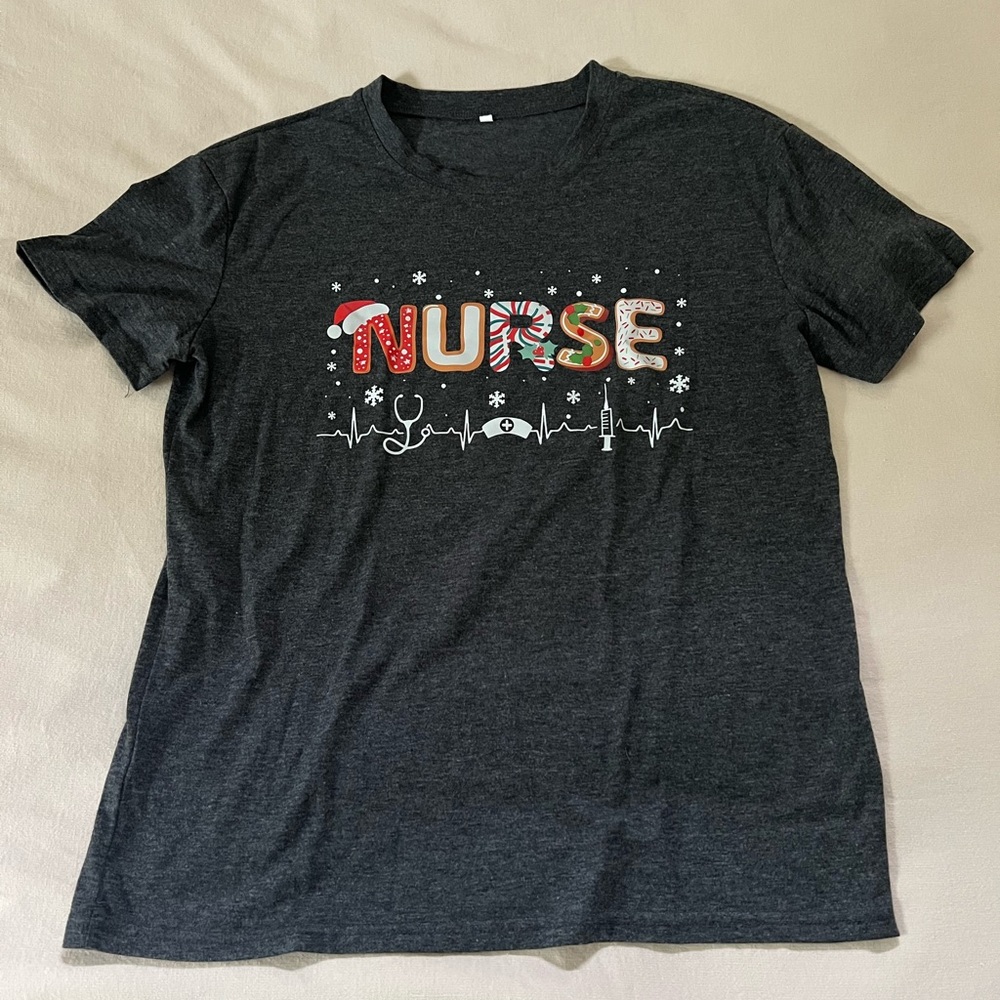 Nurse Holiday Graphic Tee - Dark Gray